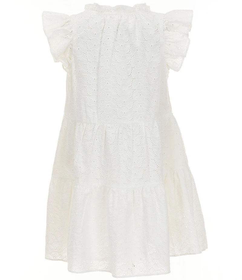 A Loves A Big Girls Eyelet Ruffle Cap Sleeve A-Line Tiered Dress