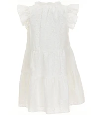 A Loves A Big Girls Eyelet Ruffle Cap Sleeve A-Line Tiered Dress
