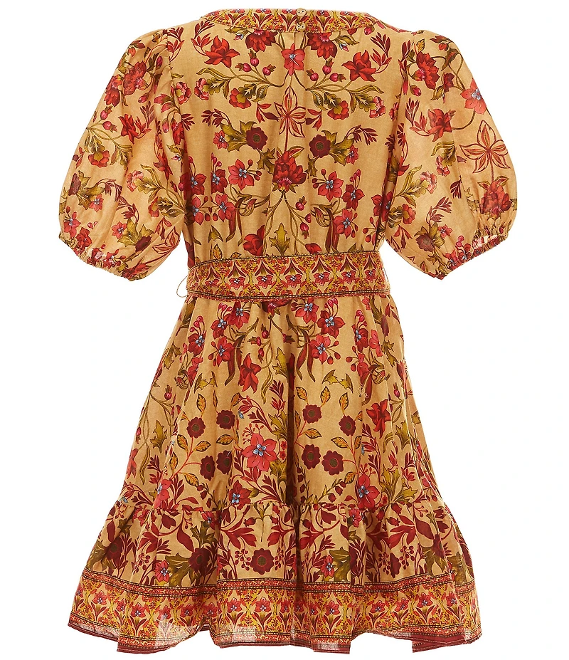 A Loves A Big Girls Floral Print Puff Sleeve Wrap Dress