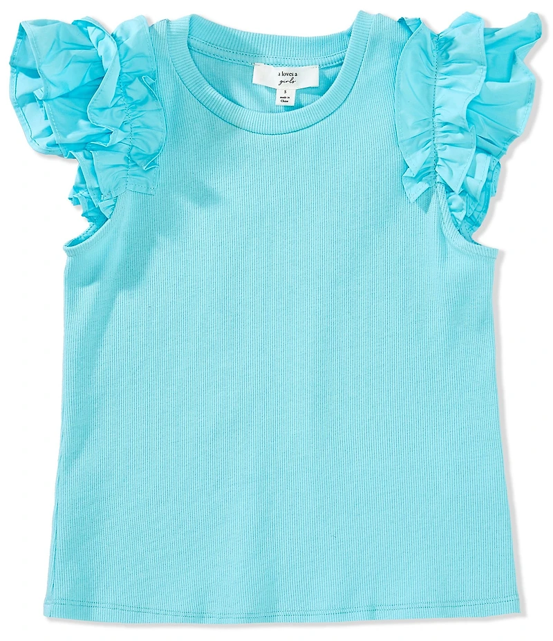 A Loves A Big Girls Flutter Sleeve Ribbed Tank