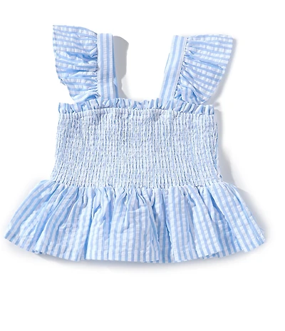 A Loves A Big Girls Flutter Sleeve Striped Smocked Top