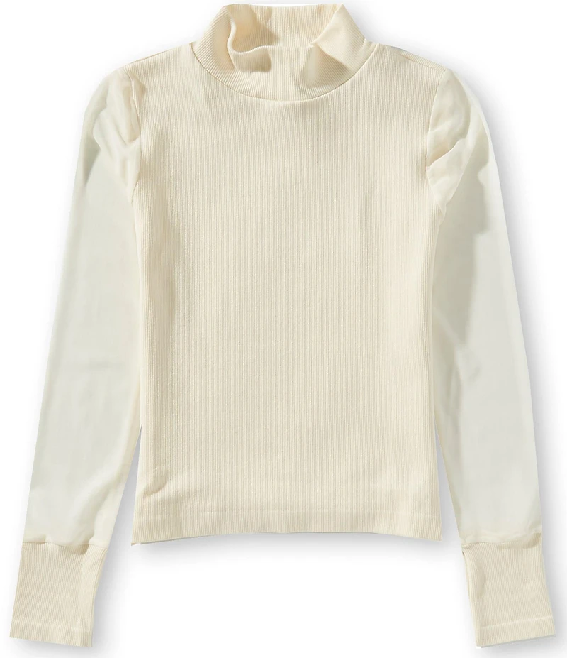 A Loves A Big Girls Knit Mock Neck Long Sleeve Top