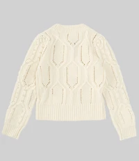 A Loves A Big Girls Long Sleeve Cable Sweater with Pearls
