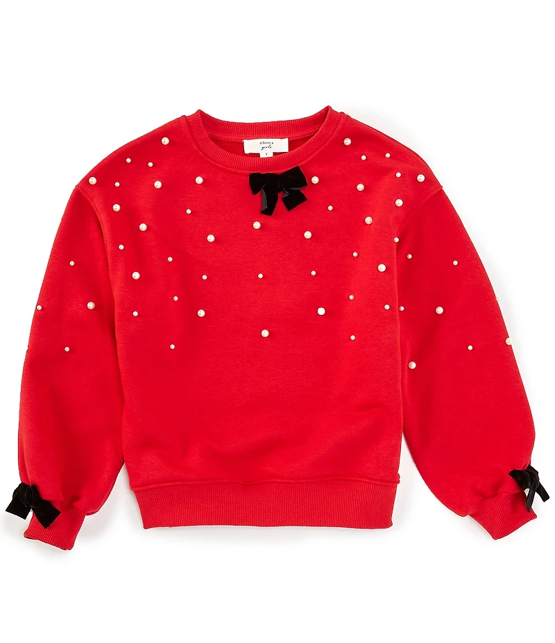 A Loves A Big Girls Long Sleeve Pearl Sweater