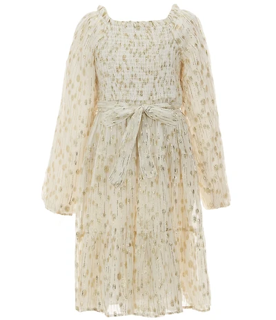 A Loves A Big Girls Long Sleeve Tiered Lurex Midi Dress