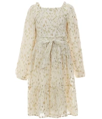 A Loves A Big Girls Long Sleeve Tiered Lurex Midi Dress