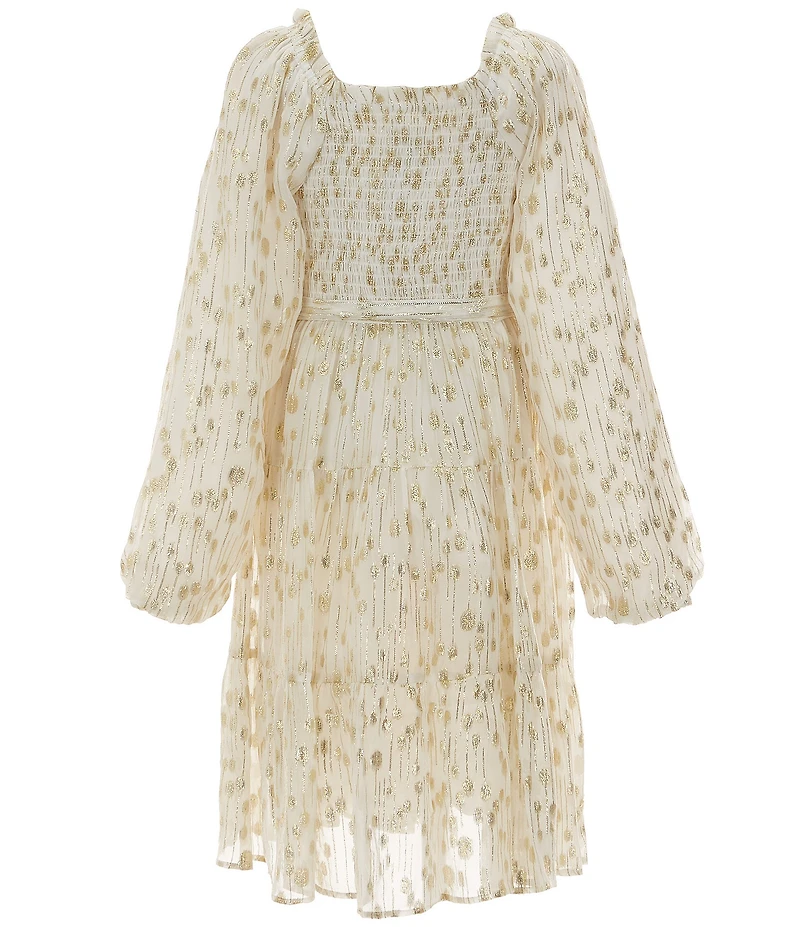 A Loves A Big Girls Long Sleeve Tiered Lurex Midi Dress