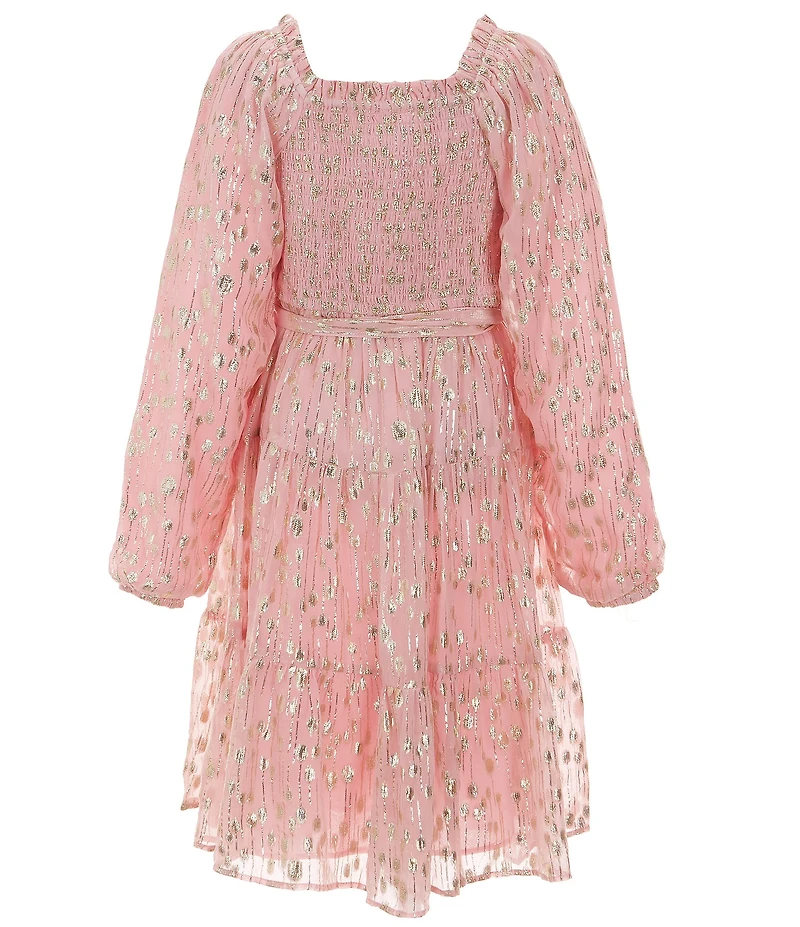 A Loves A Big Girls Long Sleeve Tiered Lurex Midi Dress
