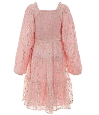 A Loves A Big Girls Long Sleeve Tiered Lurex Midi Dress
