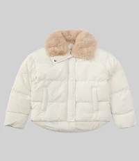 A Loves A Big Girls Puffer Jacket with Faux Fur Collar