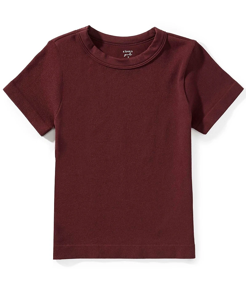 A Loves A Big Girls Ribbed Knit Short Sleeve T-Shirt