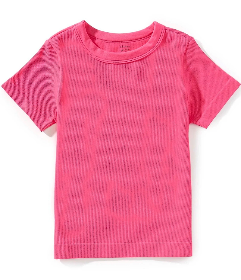 A Loves A Big Girls Ribbed Knit Short Sleeve T-Shirt