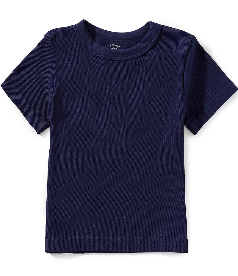 A Loves A Big Girls Ribbed Knit Short Sleeve T-Shirt