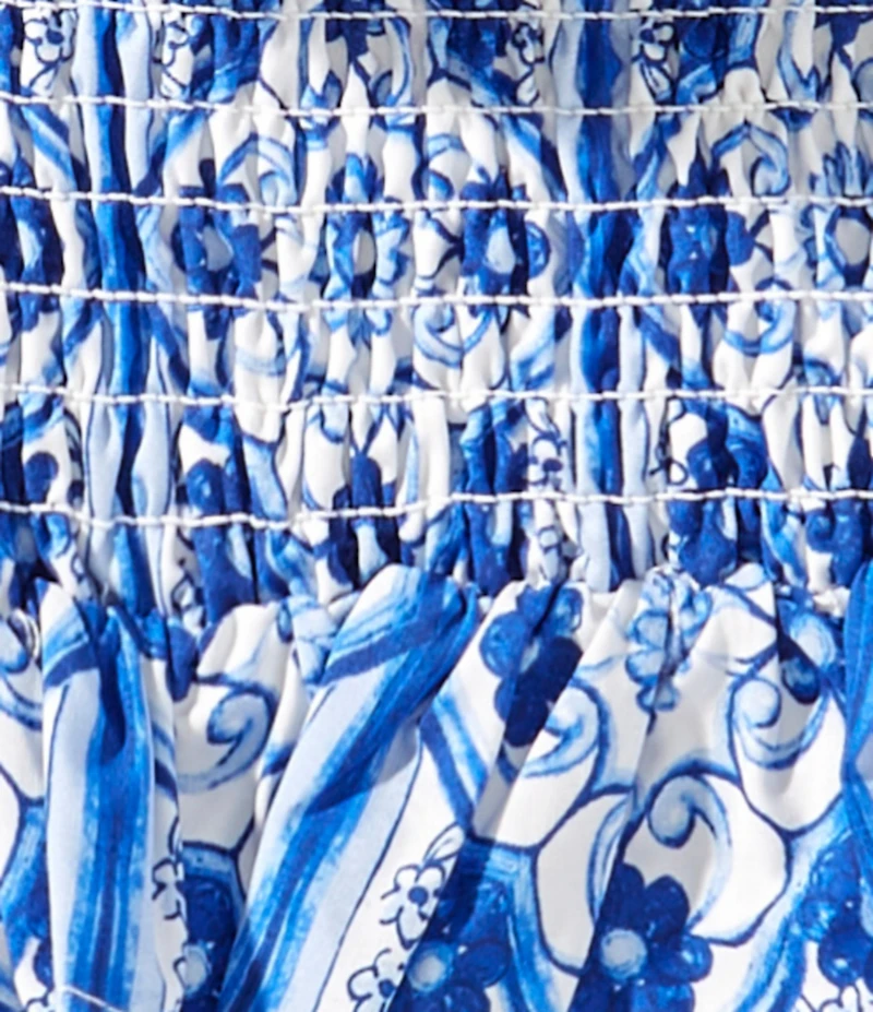 A Loves A Big Girls Smocked Square Neck Bow Ruffle Tank