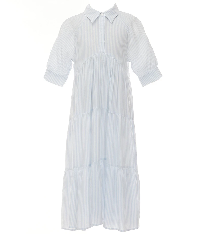 A Loves A Big Girls Striped Balloon Sleeve A-Line Midi Dress