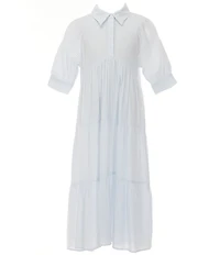 A Loves A Big Girls Striped Balloon Sleeve A-Line Midi Dress