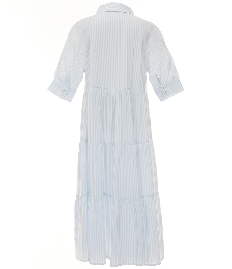 A Loves A Big Girls Striped Balloon Sleeve A-Line Midi Dress