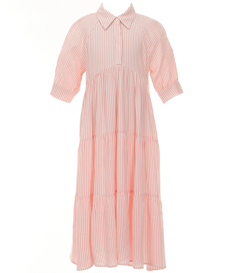 A Loves A Big Girls Striped Balloon Sleeve A-Line Midi Dress