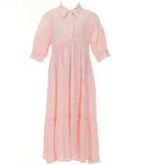 A Loves A Big Girls Striped Balloon Sleeve A-Line Midi Dress