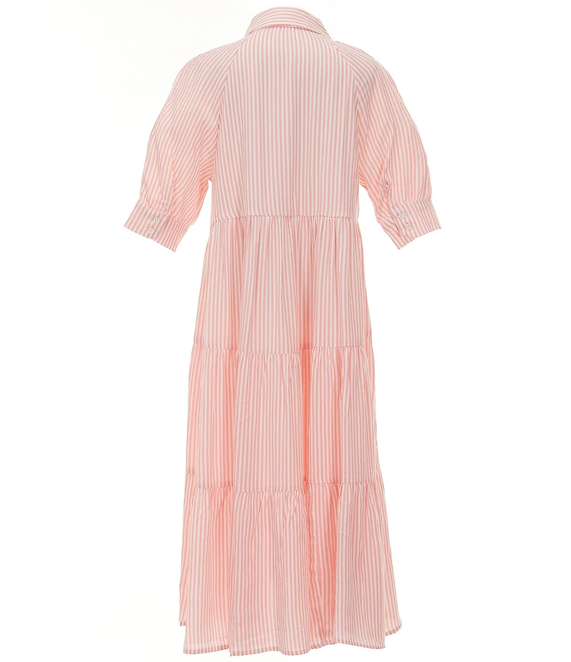 A Loves A Big Girls Striped Balloon Sleeve A-Line Midi Dress