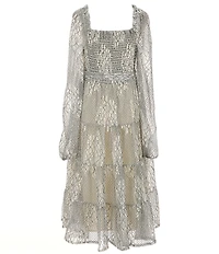 A Loves A Big Girls Tiered Foil Lurex Midi Dress