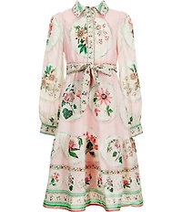 A Loves A Big Girls Amaya Long Sleeve Placement Print A-Line Dress