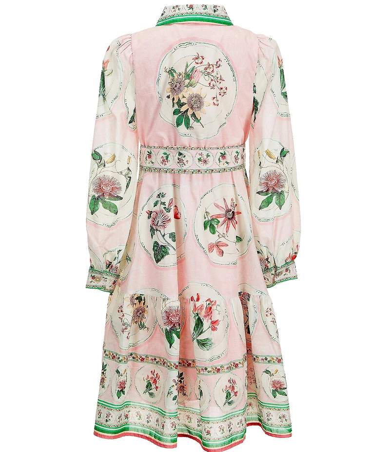 A Loves A Big Girls Amaya Long Sleeve Placement Print A-Line Dress