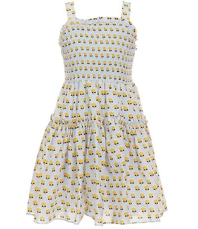 A Loves A Big Girls Block Print Sleeveless Smocked Tiered Dress