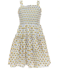 A Loves A Big Girls Block Print Sleeveless Smocked Tiered Dress