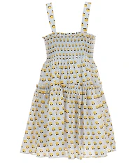 A Loves A Big Girls Block Print Sleeveless Smocked Tiered Dress