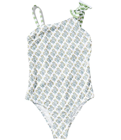 A Loves A Big Girls Bow One Shoulder Floral One-Piece Swimsuit