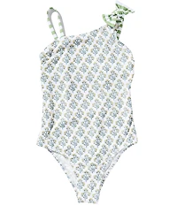 A Loves A Big Girls Bow One Shoulder Floral One-Piece Swimsuit
