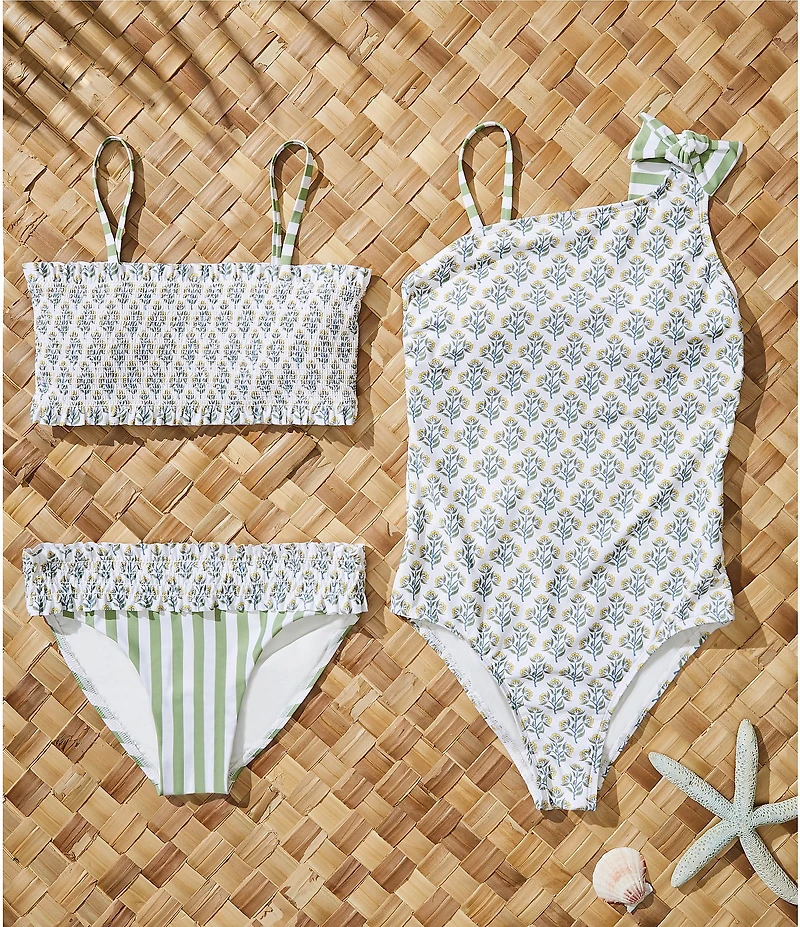 A Loves A Big Girls Bow One Shoulder Floral One-Piece Swimsuit