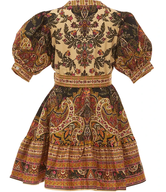 A Loves A Big Girls Floral Paisley Print Girls Bubble Sleeve Dress |  Liberty Center