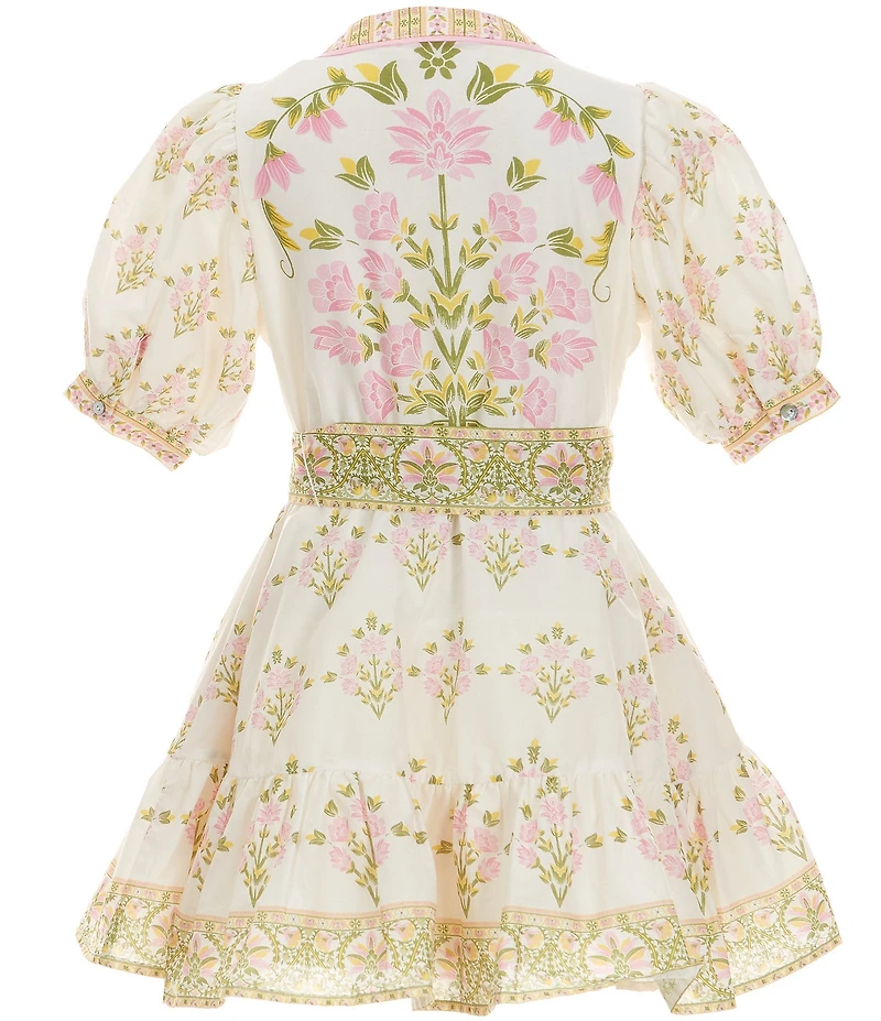 A Loves A Big Girls Bubble Sleeve Floral Tie Front Dress