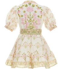 A Loves A Big Girls Bubble Sleeve Floral Tie Front Dress