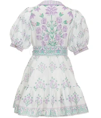 A Loves A Big Girls Bubble Sleeve Floral Tie Front Dress