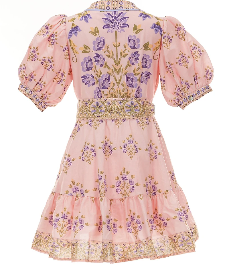 A Loves A Big Girls Bubble Sleeve Floral Tie Front Dress