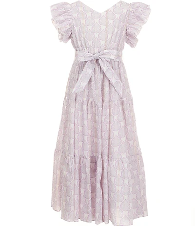 A Loves A Big Girls Delilah Printed V-Neck Flutter Sleeve Midi Dress