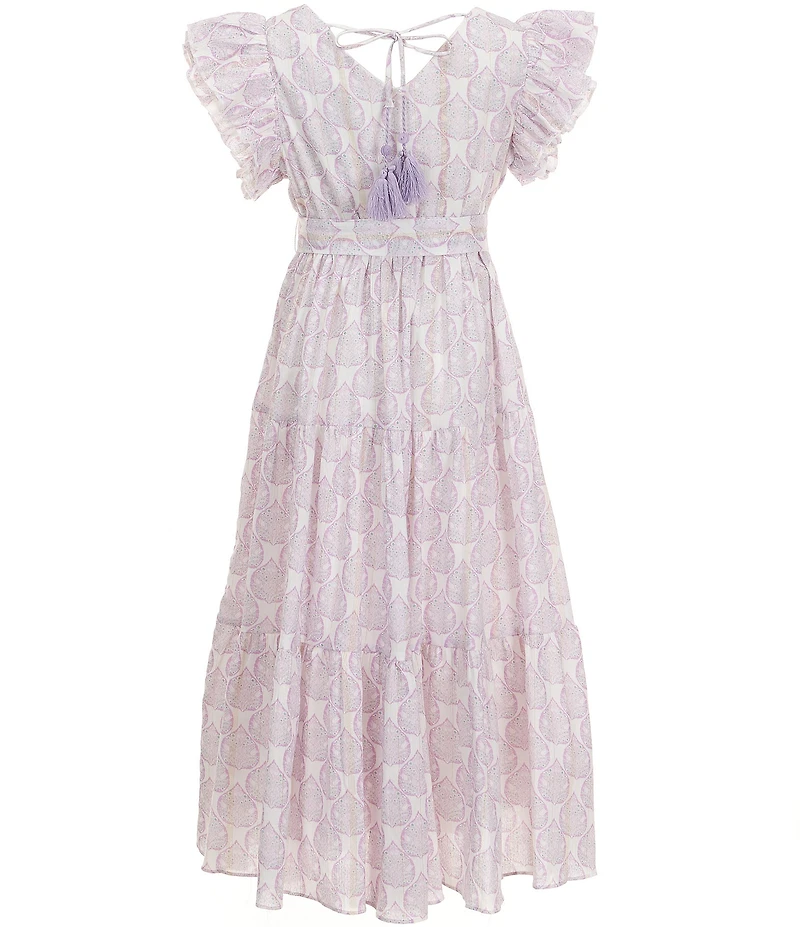 A Loves A Big Girls Delilah Printed V-Neck Flutter Sleeve Midi Dress