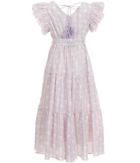 A Loves A Big Girls Delilah Printed V-Neck Flutter Sleeve Midi Dress