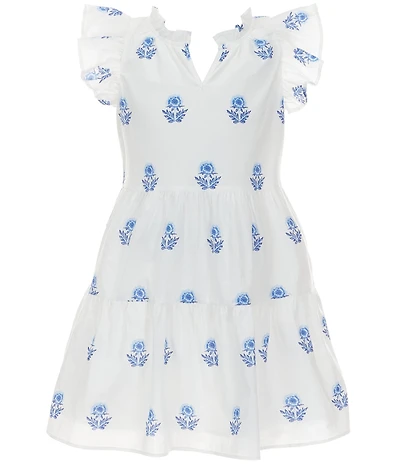 A Loves A Big Girls Embroidered Ruffle Cap Sleeve A-Line Tiered Dress