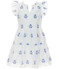 A Loves A Big Girls Embroidered Ruffle Cap Sleeve A-Line Tiered Dress