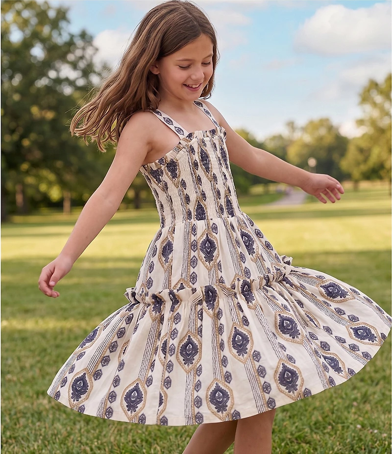 A Loves A Big Girls Sleeveless Embroidered Ruffle Tier Dress