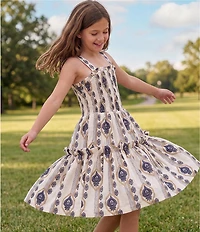 A Loves A Big Girls Sleeveless Embroidered Ruffle Tier Dress