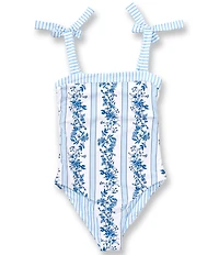 A Loves A Big Girls Floral Reversible Bandeau One-Piece Swimsuit