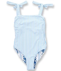 A Loves A Big Girls Floral Reversible Bandeau One-Piece Swimsuit