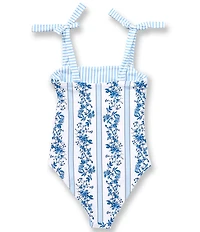 A Loves A Big Girls Floral Reversible Bandeau One-Piece Swimsuit