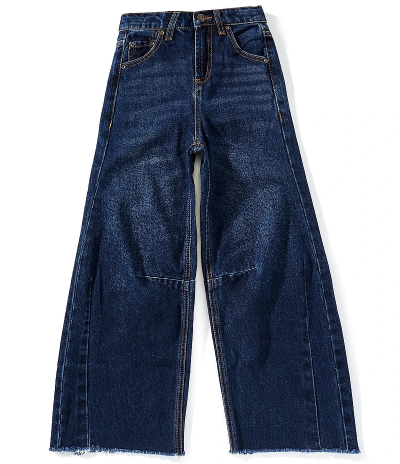 A Loves A Big Girls Frayed Hem Barrel Leg Jeans