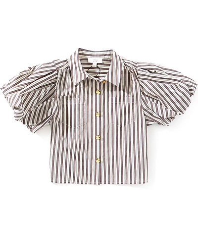 A Loves A Big Girls Pinstripe Puff Sleeve Top